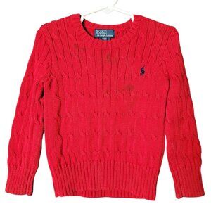 Polo Ralph Lauren Boys Red Long Sleeve Cable Knit Sweater 2T *READ*